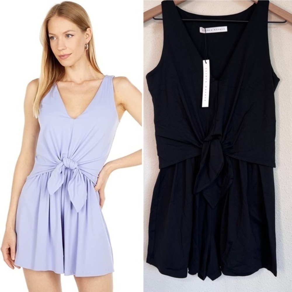Susana Monaco Tie Front Romper, Black, size S NWT